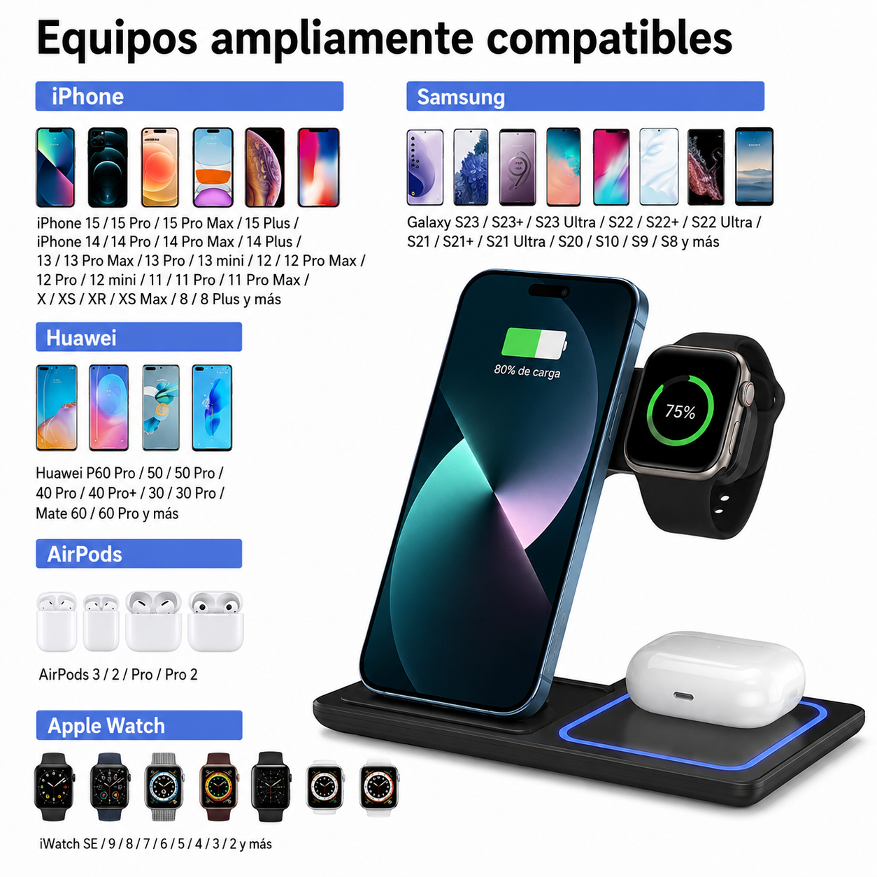 Cargador Inalámbrico 3 en 1