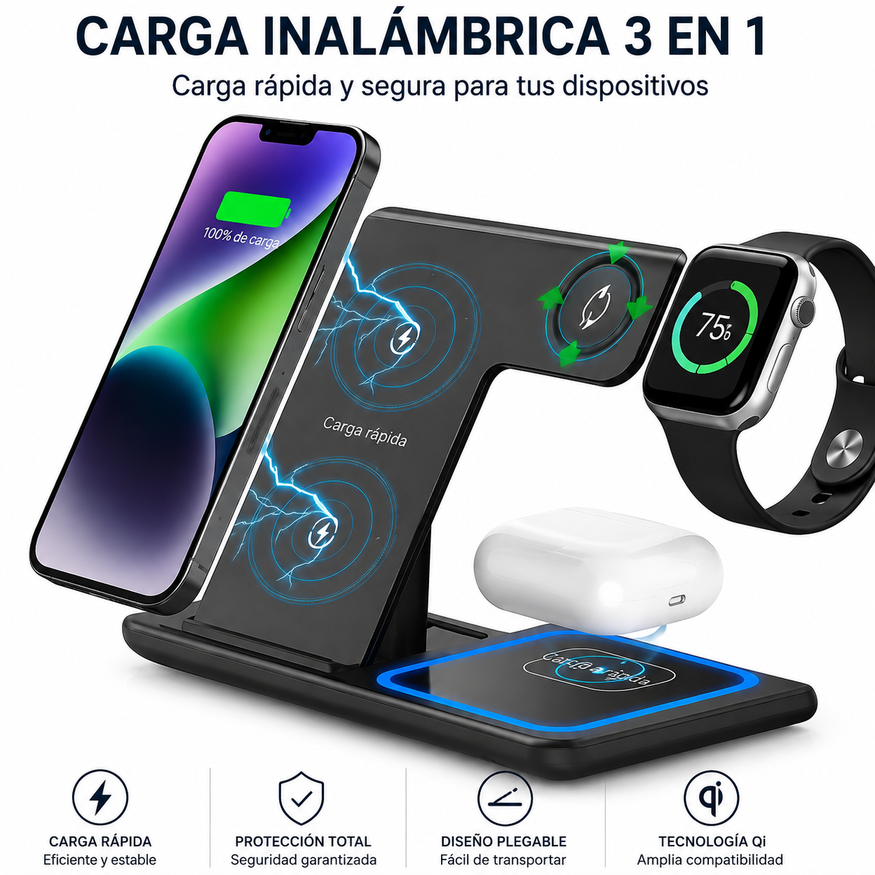 Cargador Inalámbrico 3 en 1